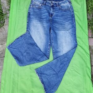 True Religion LEILA Women's Blue Wide Leg Flared Jeans SIZE 36